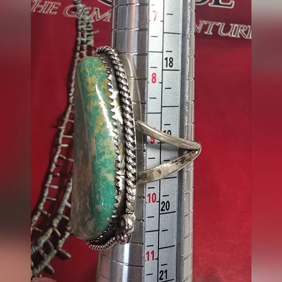 Vintage Native American Navajo Signed High Grade Royston Turquoise Ring Sz 9.25 - Picture 3 of 6